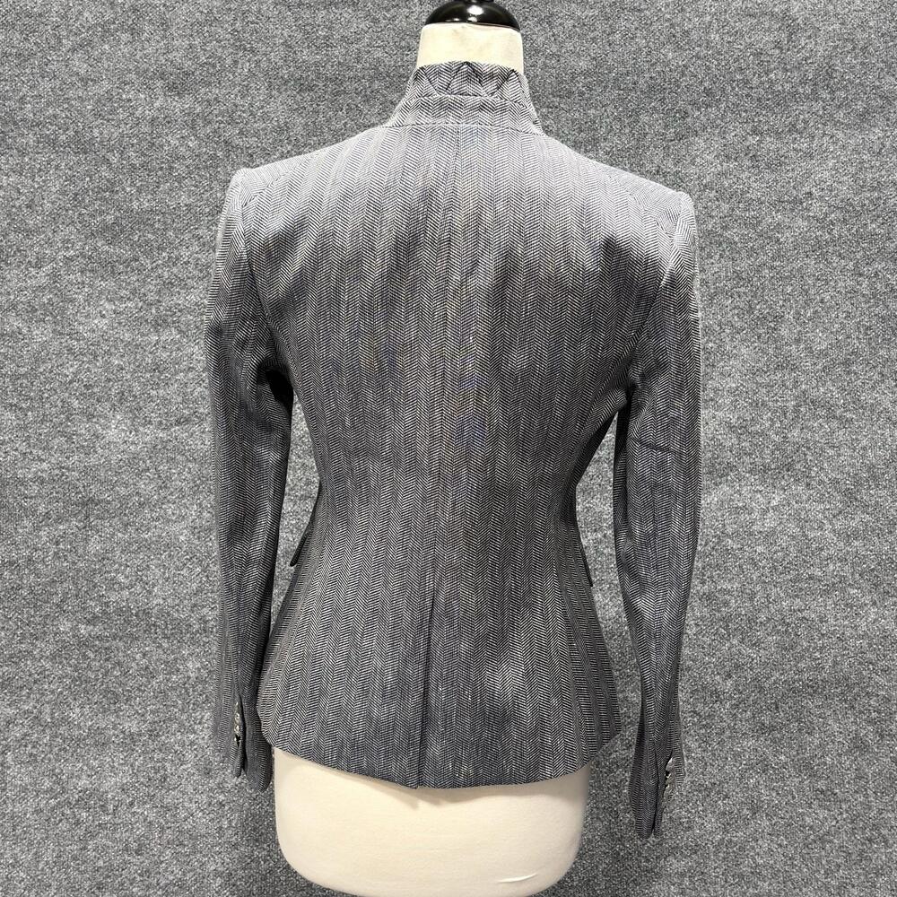 Veronica Beard Blazer Womens 8 Blue Farley Dickey Jacket Herringbone Linen - Picture 2 of 16